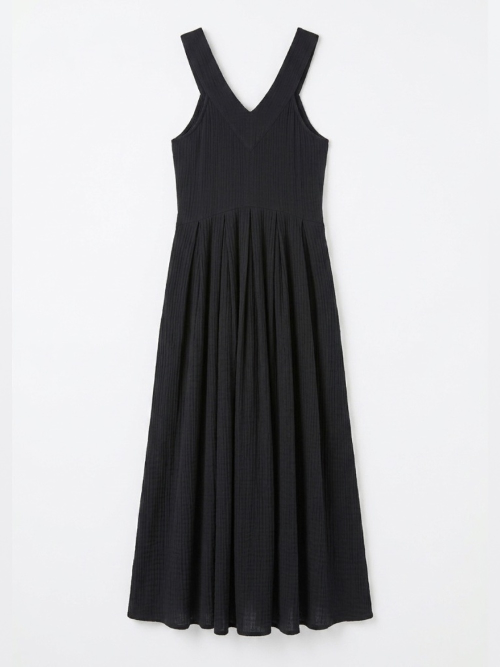 Mille Resort & Travel Sleeveless V-Neck Midi Dress Black Cotton Gauze Size XS